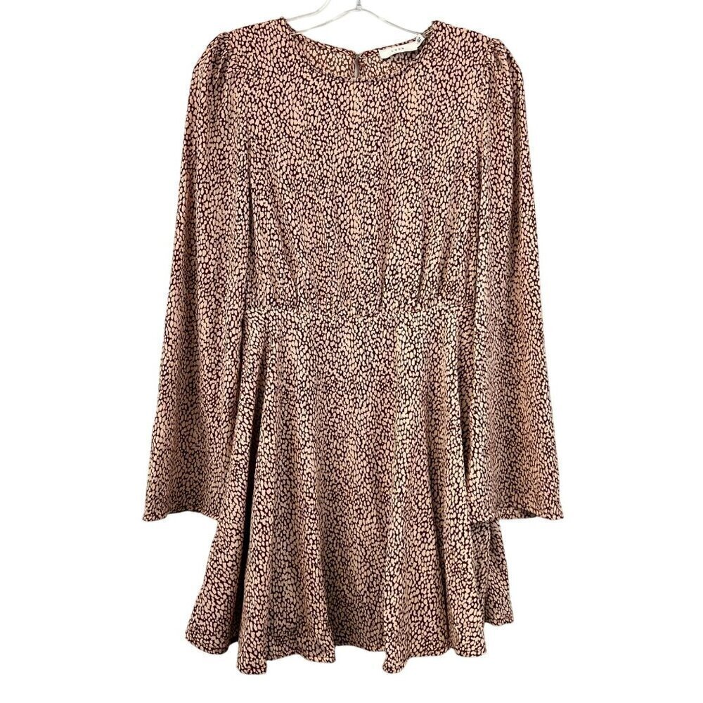 Lush Womens Long Sleeve Wine/Blush A-Line Short Dress Medium Lined